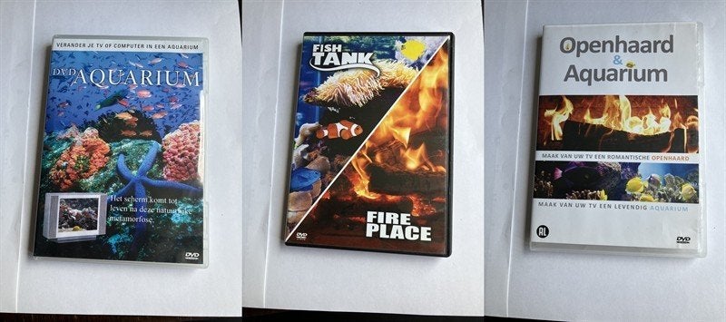 aquarium openhaard fire place fish tank diverse dvd (3stuks), Alle leeftijden, Ophalen of Verzenden, Zo goed als nieuw