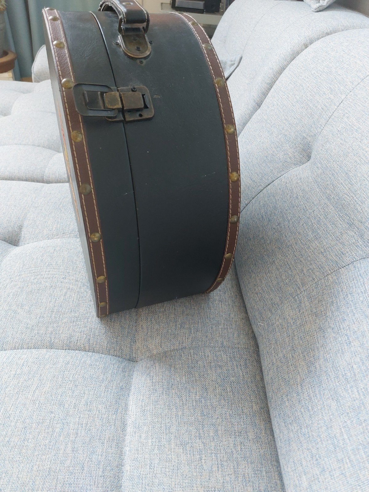 Vintage Hoedenkoffer - Zwart met bruine accenten, Overige materialen, Gebruikt, Slot, Minder dan 50 cm