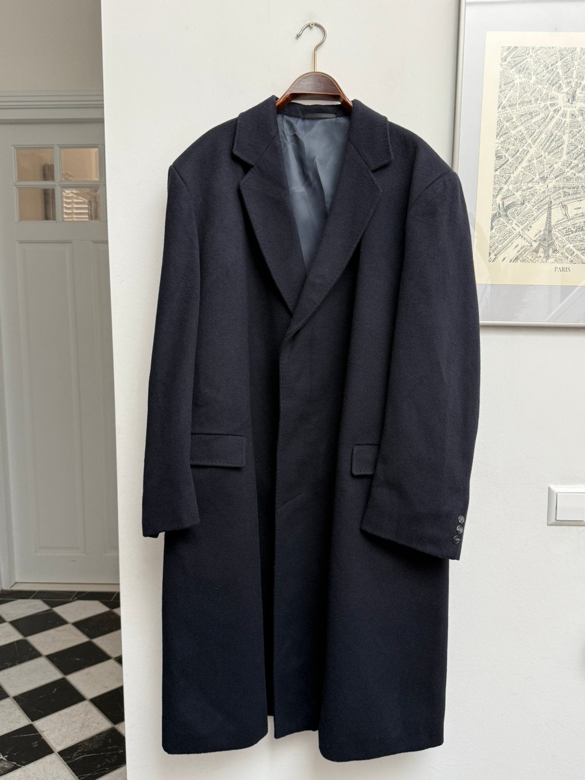 Oratop Menswear navy wollen kasjmier overjas maat 48, Ophalen of Verzenden, Zo goed als nieuw, Maat 56/58 (XL), Blauw