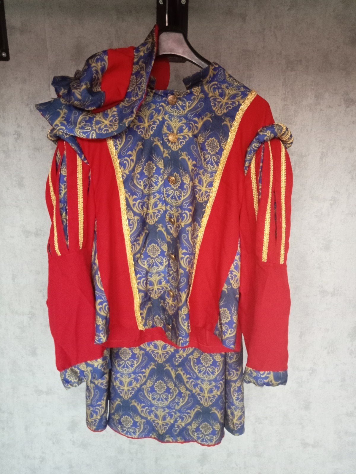 Pieten Kostuum - Blauw/Rood/Goud, Verzenden, Gebruikt