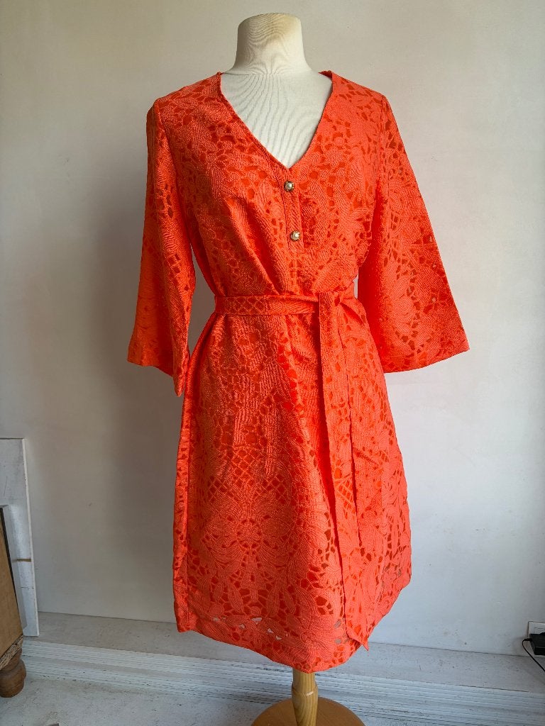 kyra jurk koraal oranje maat 38, Kleding | Dames, Maat 38/40 (M), Verzenden, Nieuw, Oranje