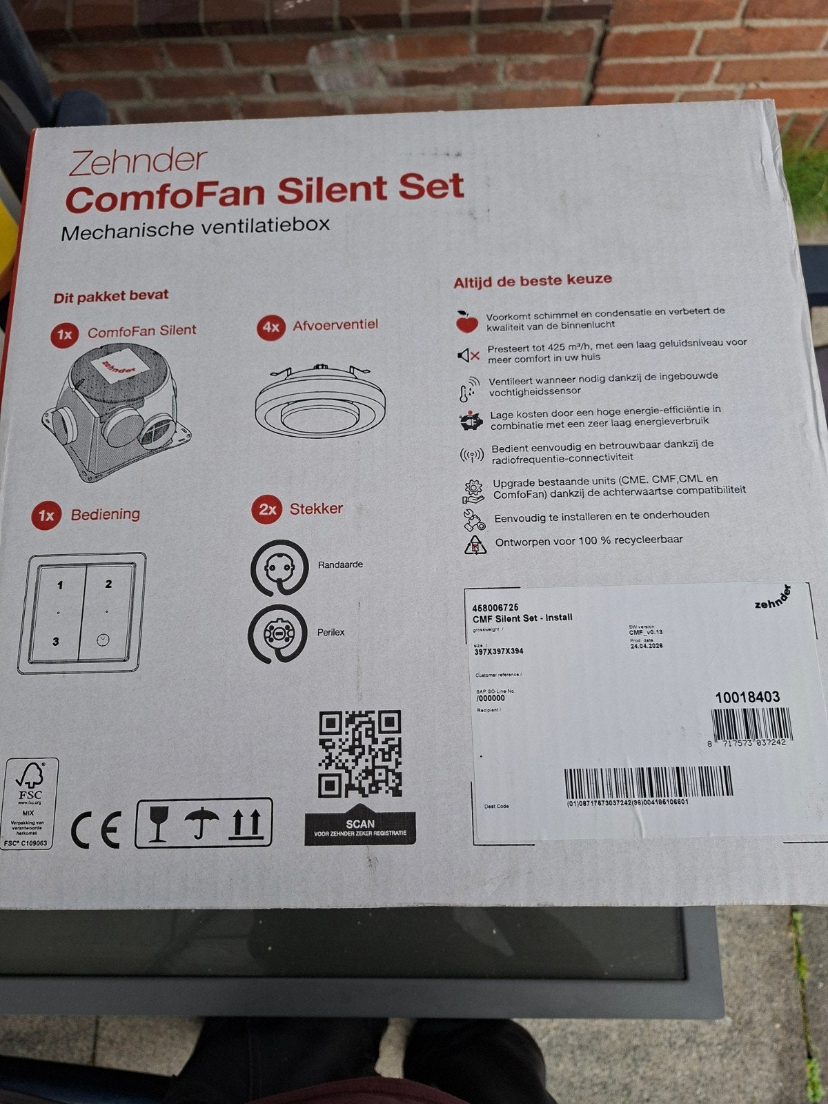 te koop zehnder comfofan silent set, Ophalen of Verzenden, Nieuw
