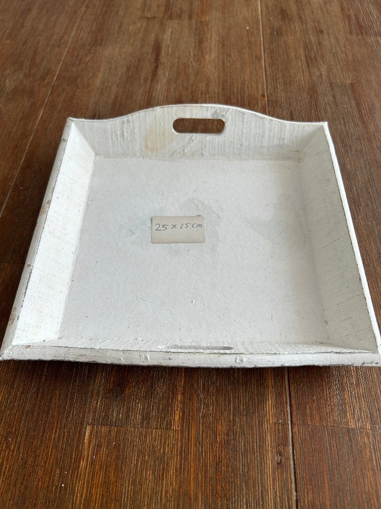 Wit houten dienblad 25x25 cm, Vierkant, Ophalen of Verzenden, Zo goed als nieuw, Dienblad