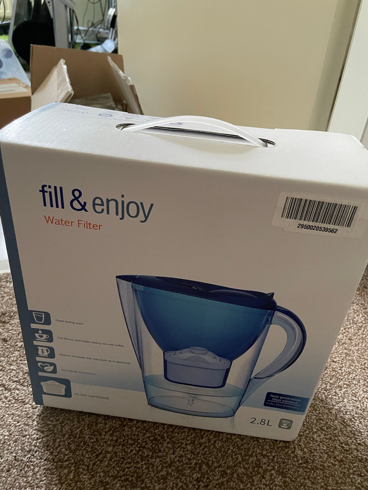 Nieuwe Waterfilter met extra filters - Fill & Enjoy 2.8L, Kunststof, Nieuw, Ophalen of Verzenden, Overige merken