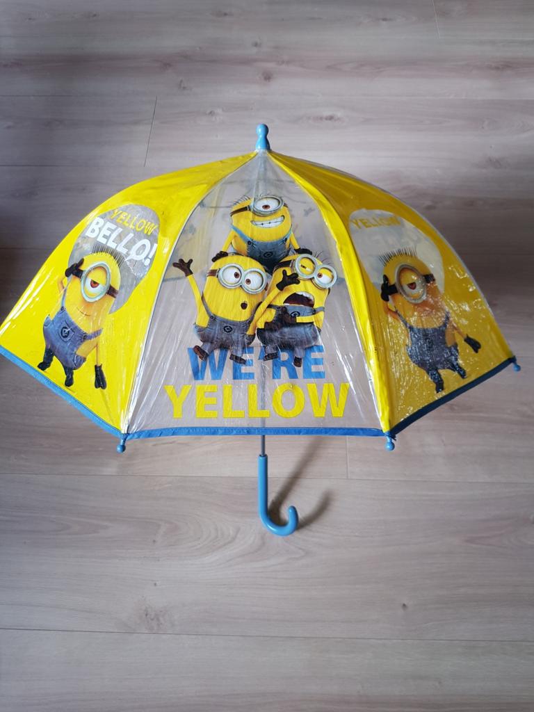 Minions paraplu kinderen, Sieraden, Tassen en Uiterlijk, Paraplu's, Ophalen, Transparant, Gebruikt, Geel