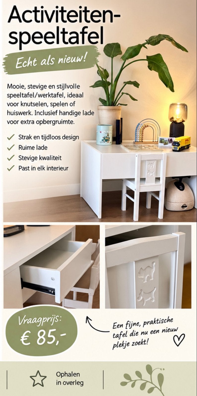 Activiteiten-speeltafel met lade Zo goed als nieuw!, Ophalen, Zo goed als nieuw