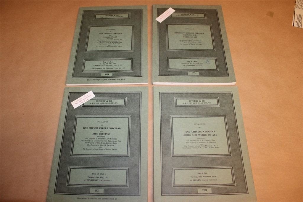 Sotheby Chinese Kunst — 4 Veilingcatalogi 1971, Ophalen of Verzenden, Gelezen
