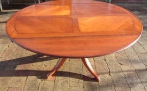 Ronde / ovale mahoniehouten eettafel (uitklapbaar), Ophalen, Klassiek, 150 tot 200 cm, Zo goed als nieuw