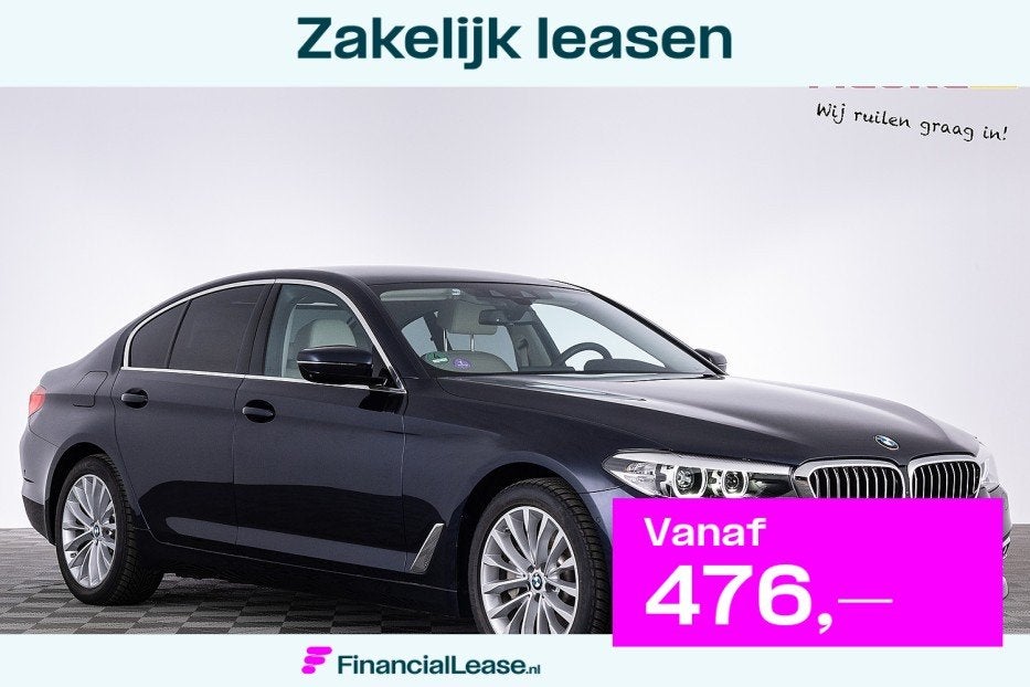 BMW 5 Serie 530e xDrive iPerformance | LEDER | EL. STOELEN |, Automaat, Gebruikt, 4 cilinders, Blauw
