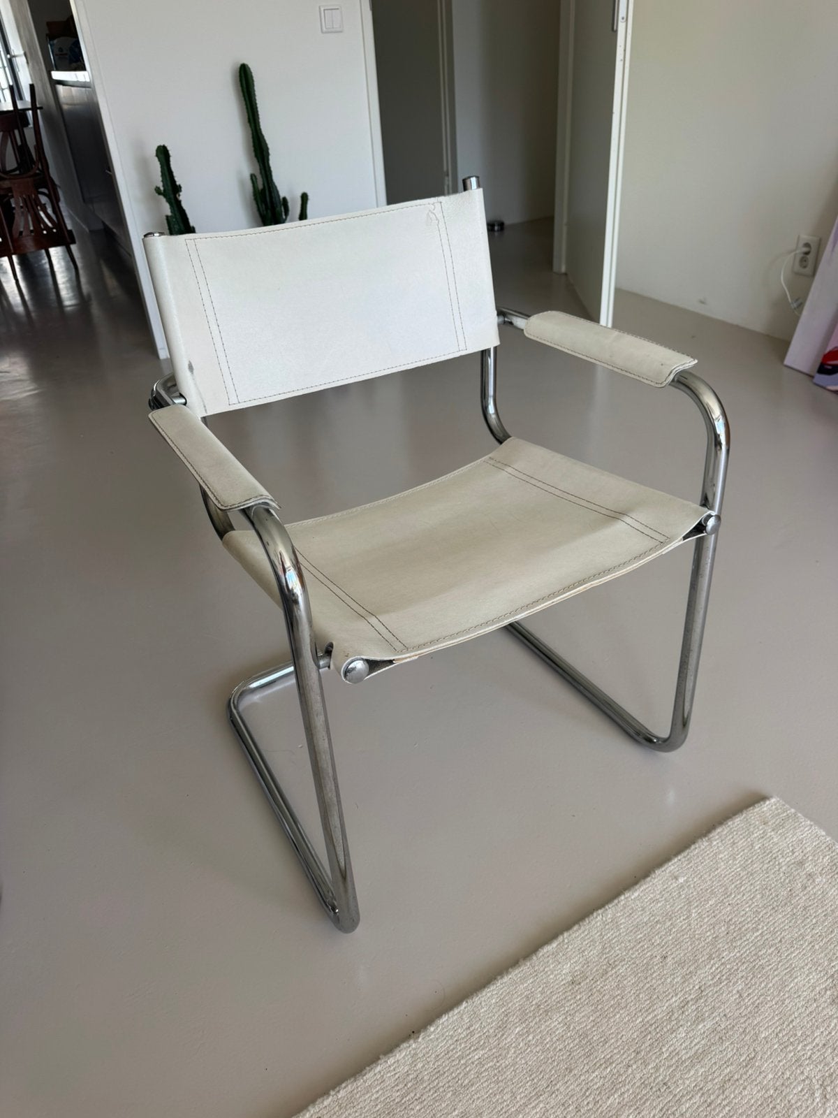 Vintage bauhaus buisframestoel, Ophalen, Gebruikt, Bauhaus, Wit