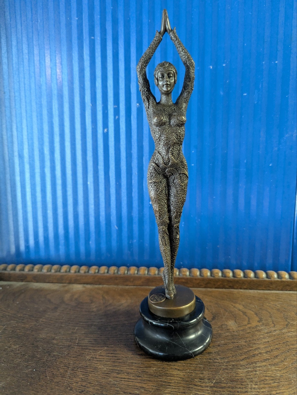 Art Deco stijl bronzen beeld van een dancerese op marmeren s, Ophalen of Verzenden