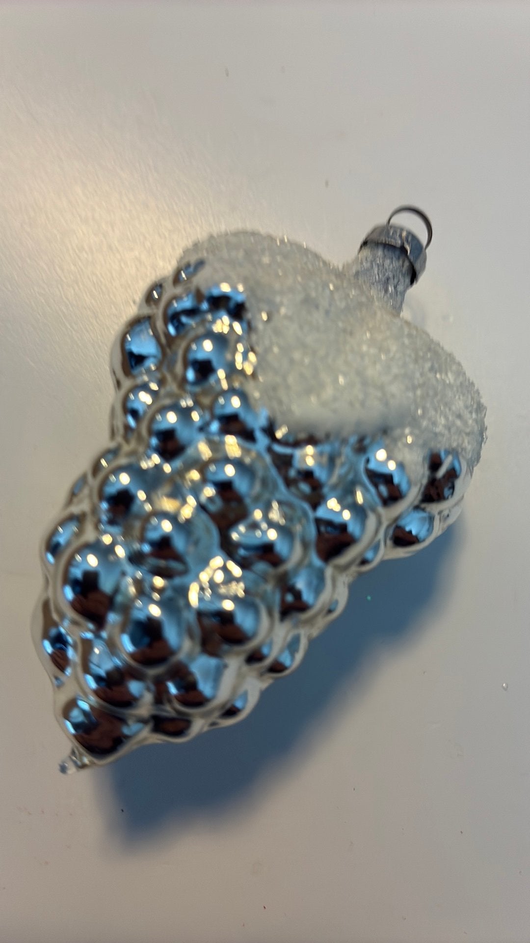 Vintage antieke kerstbal, druiventros zilver gesuikerd, Ophalen of Verzenden, Zo goed als nieuw