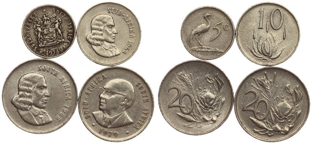 Zuid Afrika - 5 Cent 1974 10 Ct 1965 - 20 Ct 1965, 1979 pr, Ophalen of Verzenden, Zuid-Afrika, Setje