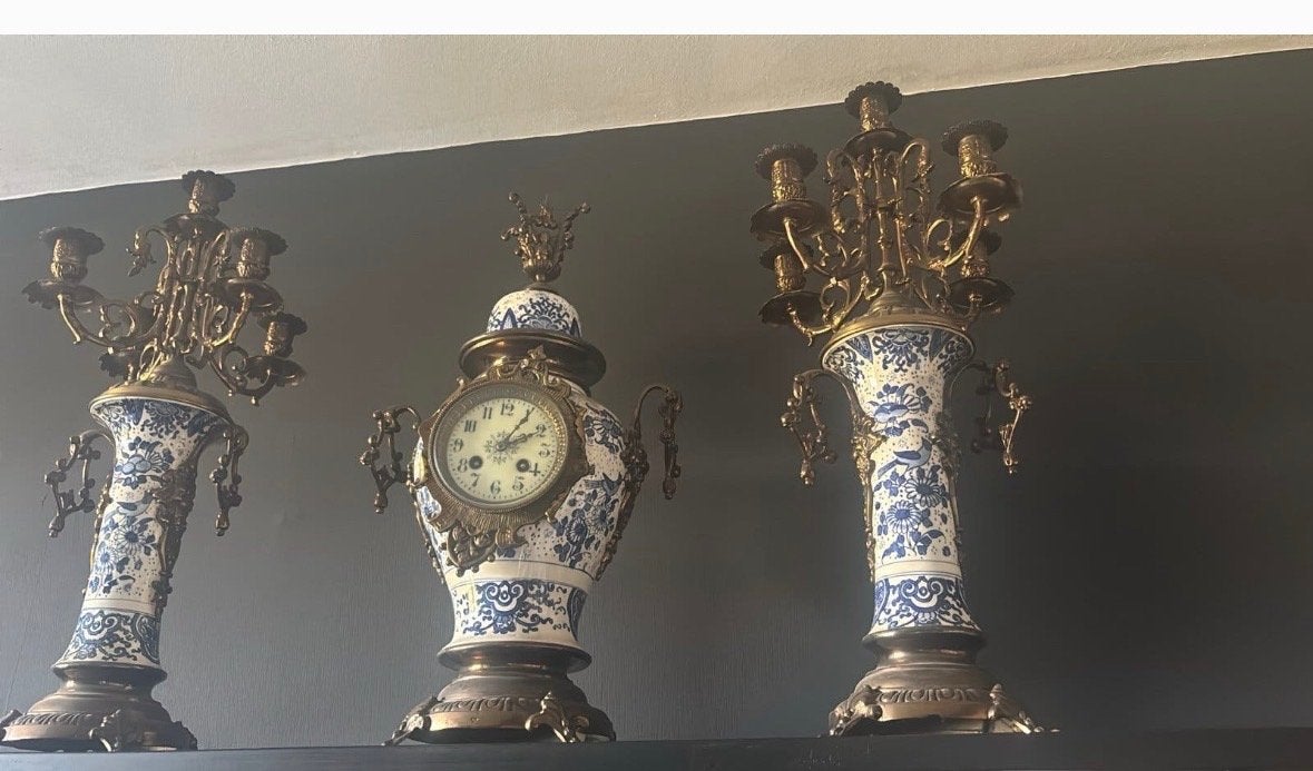 Antieke Frans uurwerk Japy Frères & Cie - Porselein en Brons, Antiek en Kunst, Ophalen of Verzenden