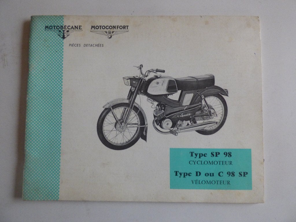 MOTOBECANE MOTOCONFORT TYPE SP98 & D/C 98SP ONDERDELENLIJST, Ophalen of Verzenden, Gebruikt