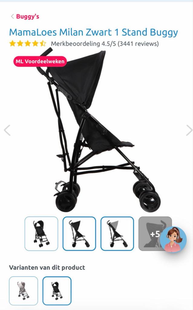 MamaLoes Milan Zwart Buggy - Nieuw in doos, Ophalen, Nieuw, Overige merken