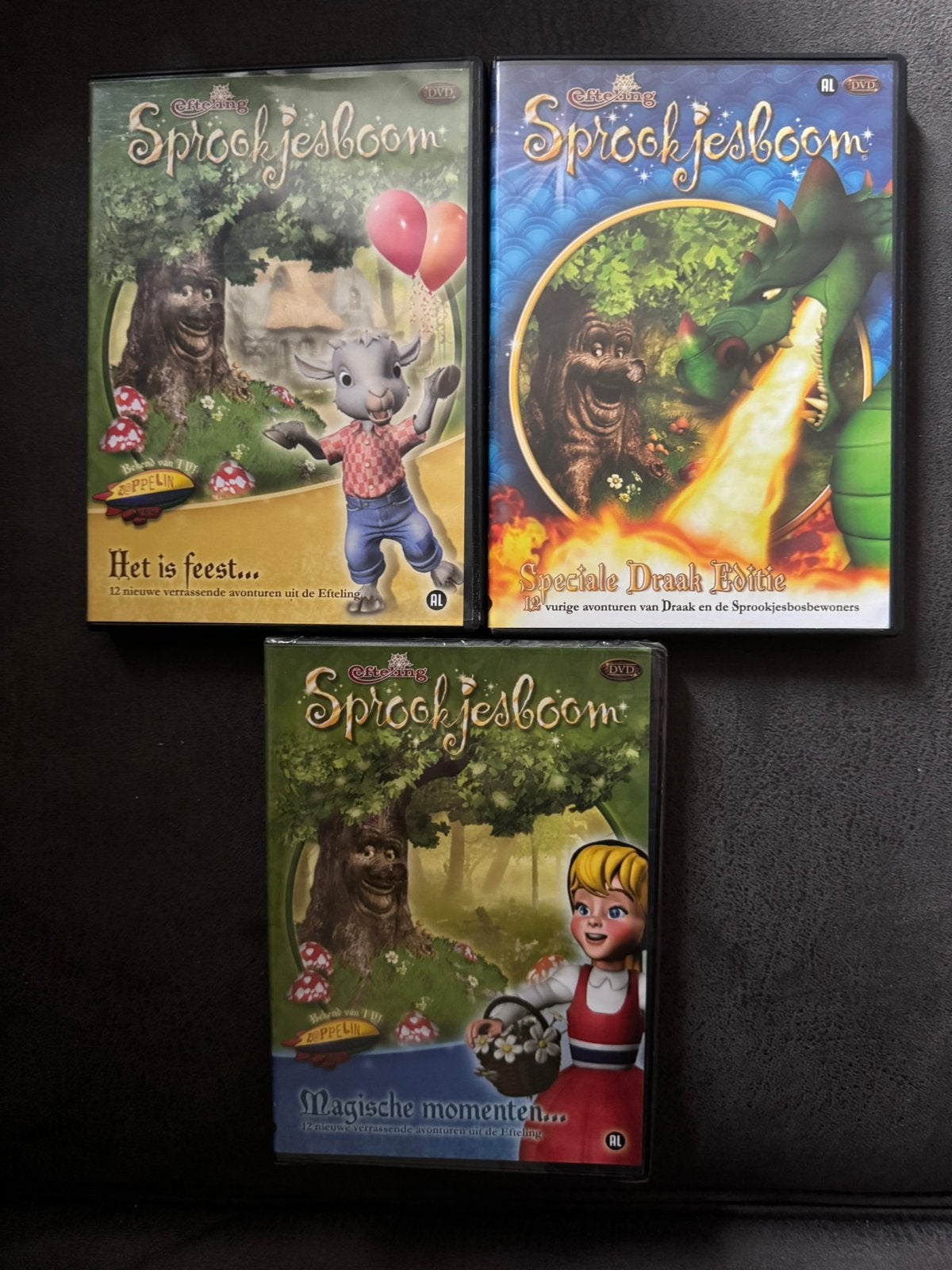 3x Efteling Sprookjesboom dvd’s €2 per stuk / alle 3 voor €5, Alle leeftijden, Ophalen, Zo goed als nieuw