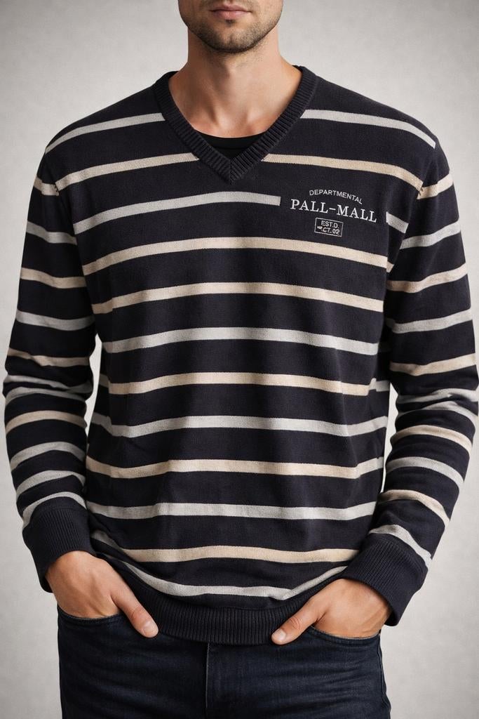 Pall Mall gestreepte trui met V-hals, Kleding | Heren, Truien en Vesten, Gerringa, Erikgerringa@hotmail.com, Pall Mall, Ophalen of Verzenden
