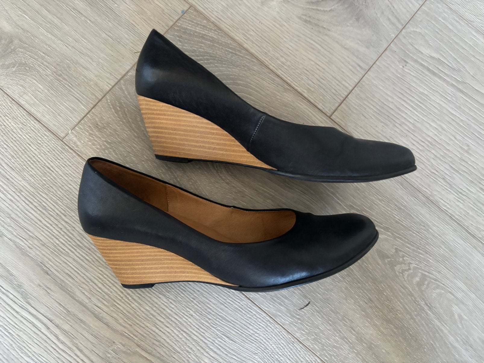 Gabor zwart leren schoenen met sleehak, maat 39, Schoenen met lage hakken, Zwart, Ophalen of Verzenden, Zo goed als nieuw