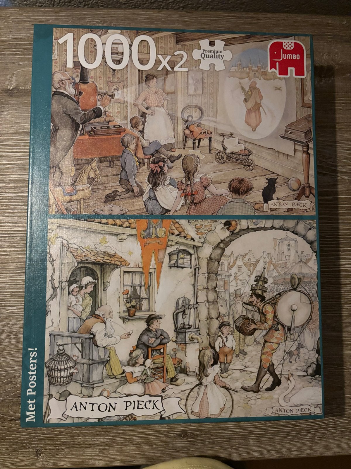 Jumbo Anton Pieck Legpuzzel 2x1000 stukjes, Ophalen of Verzenden, 500 t/m 1500 stukjes, Zo goed als nieuw, Legpuzzel