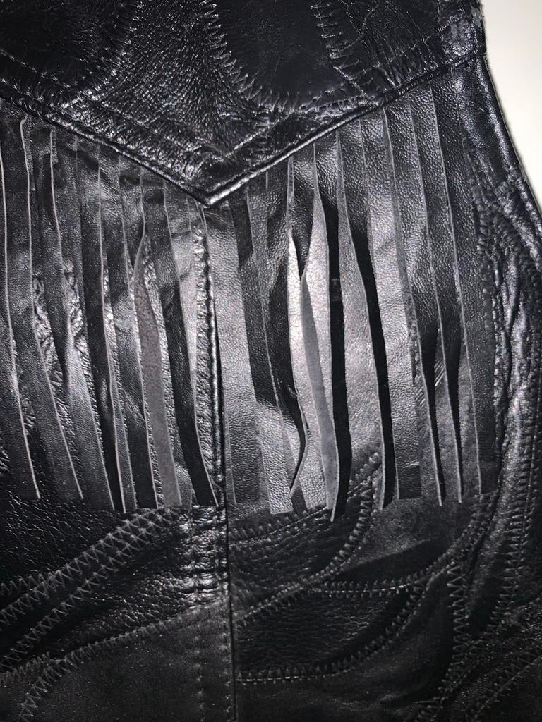 Zwart Leren Jasje met Franjes - Genuine Buffalo Leather, Ophalen of Verzenden, Heren, Jas | leer