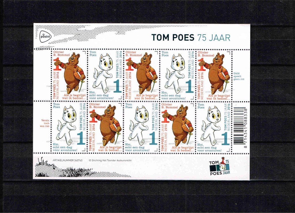 Tom Poes 75 jaar vel 10 zegels /63.10, Verzenden, Na 1940, Postfris