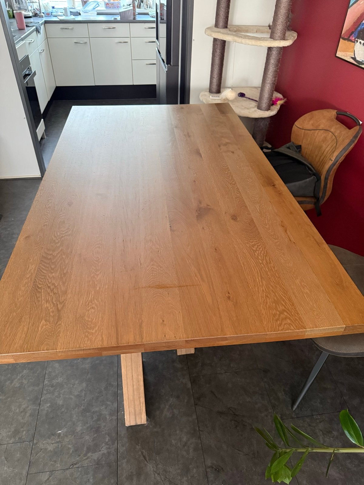 Eikenhouten eettafel met X-poten, Ophalen, Gebruikt, Eikenhout, 50 tot 100 cm