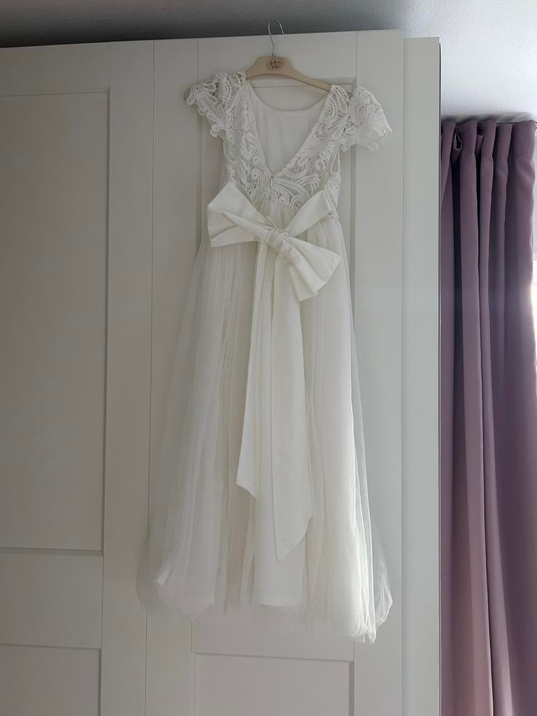 Elegante Bruidsmeisjesjurk met Kant en Tule, Ophalen of Verzenden, Zo goed als nieuw, Wit, Bruidsmeisjeskleding