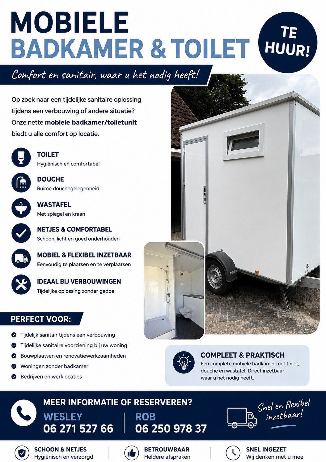 Mobiele badkamer unit icm toilet te huur