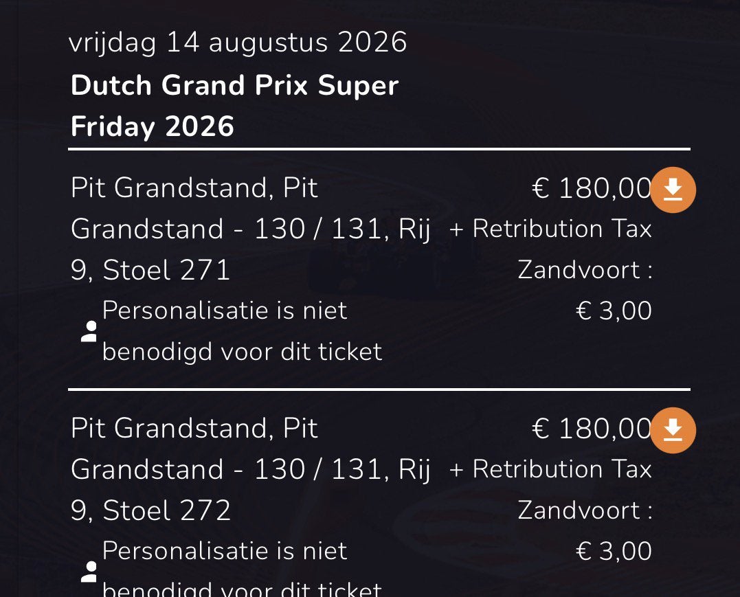 7x F1 Dutch GP Zandvoort 2026 Pit Grandstand Super Friday, Drie personen of meer