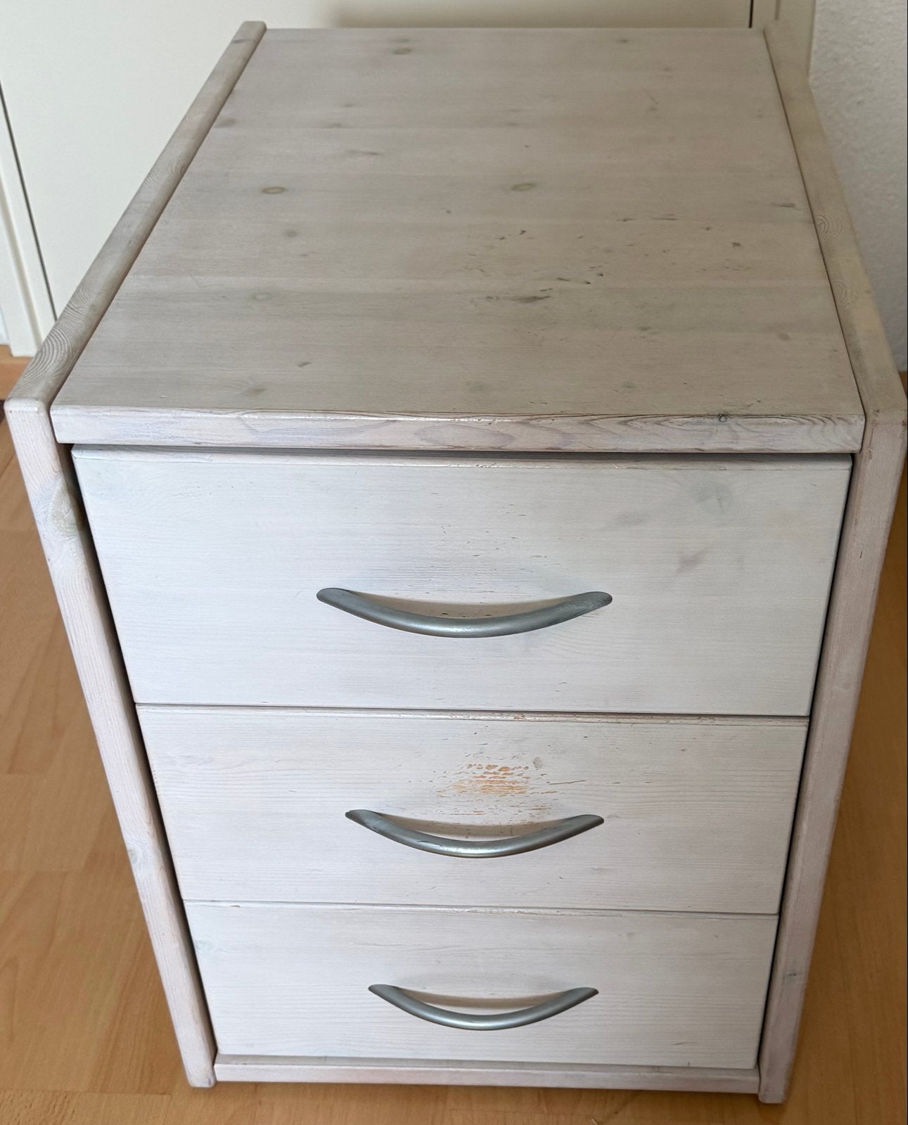 Lifetime ladekastje met 3 laden - wit gebeitst grenen, Minder dan 50 cm, Gebruikt, Ophalen of Verzenden, Minder dan 100 cm