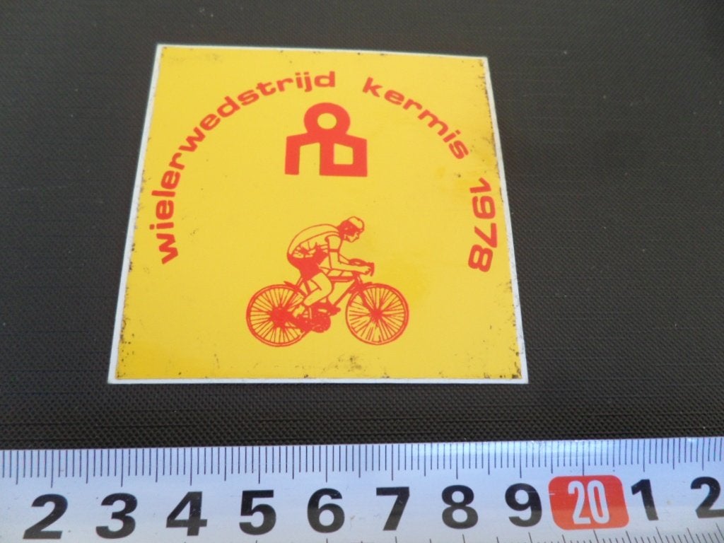 sticker Wielerwedstrijd Kermis 1978  Fiets, Ophalen of Verzenden, Zo goed als nieuw