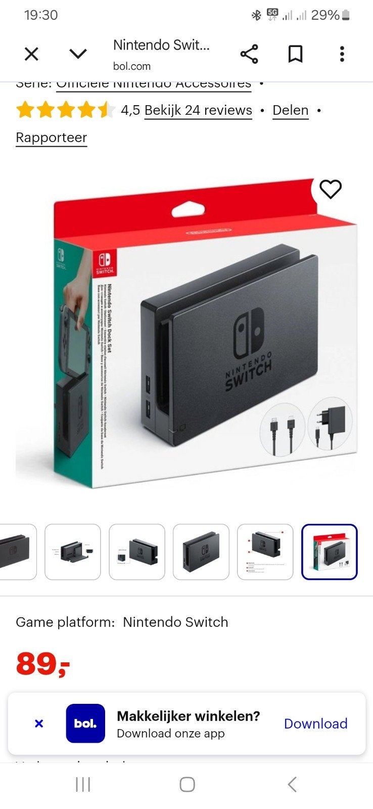 Officiële Nintendo Switch 1 Docking Kit, Spelcomputers en Games, Spelcomputers | Nintendo Switch, Ophalen of Verzenden, Zo goed als nieuw