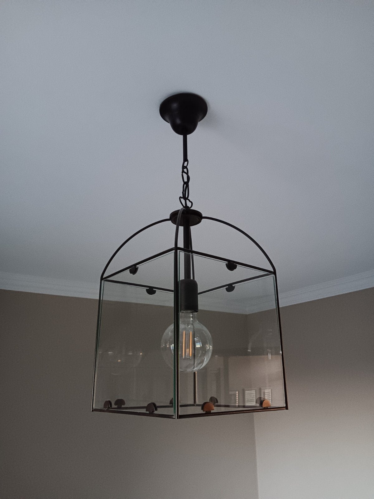 Vierkante klassieke nostalgische hanglamp, Ophalen, Klassiek, E27 (groot), Zo goed als nieuw