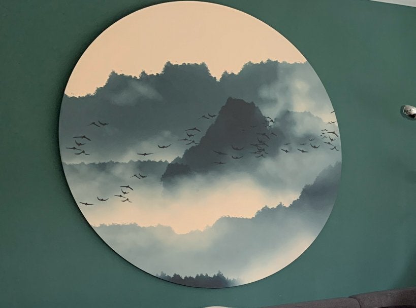Muurcirkel / behangposter rond / wandcirkel, Huis en Inrichting, Woonaccessoires | Wanddecoraties, Ophalen, Groen, Papier/karton