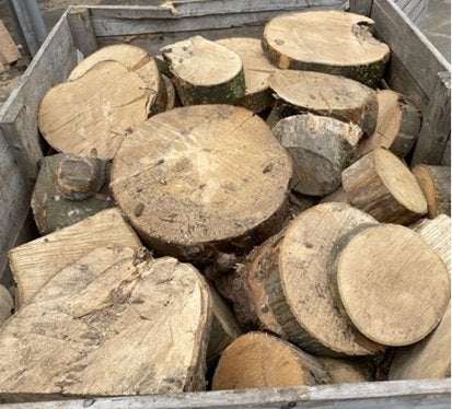 Haardhout schijven droog eik, es, beuk, berk (losgestort), Tuin en Terras, Haardhout, 6 m³ of meer, Ophalen, Eikenhout, Blokken