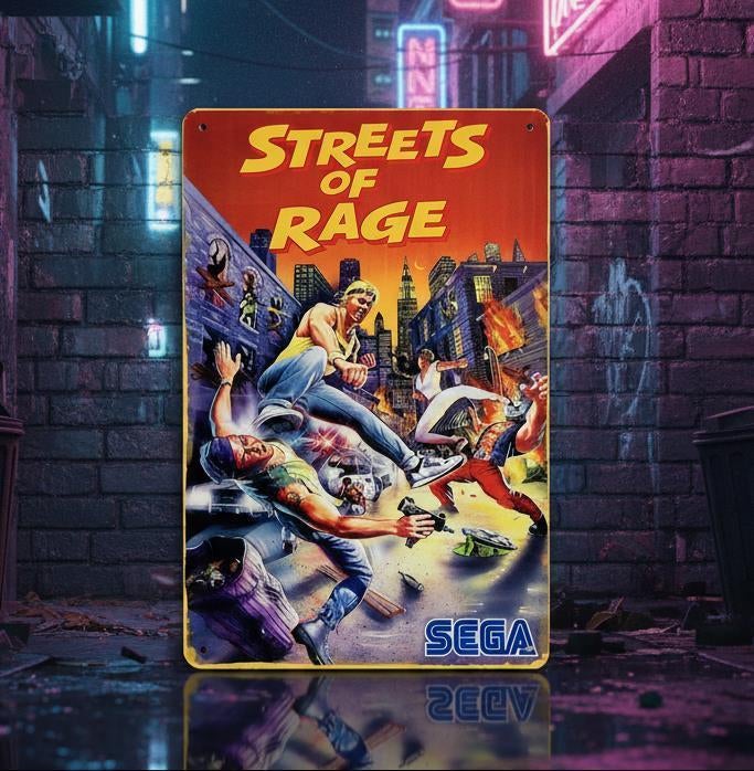 Metalen Wandbord Poster STREETS OF RAGE SEGA Megadrive, Spelcomputers en Games, Vechten, Verzenden, 1 speler, Nieuw