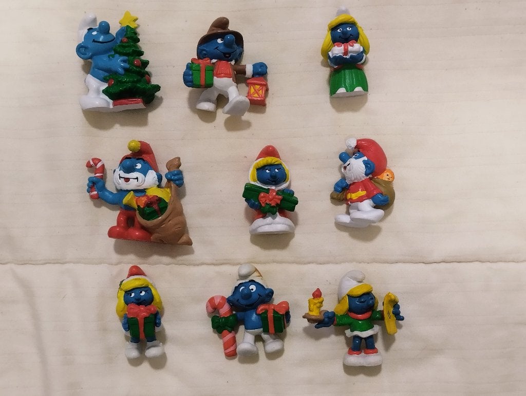 set kerst smurfen, Ophalen of Verzenden, Gebruikt, Verschillende Smurfen, Poppetje, Figuurtje of Knuffel