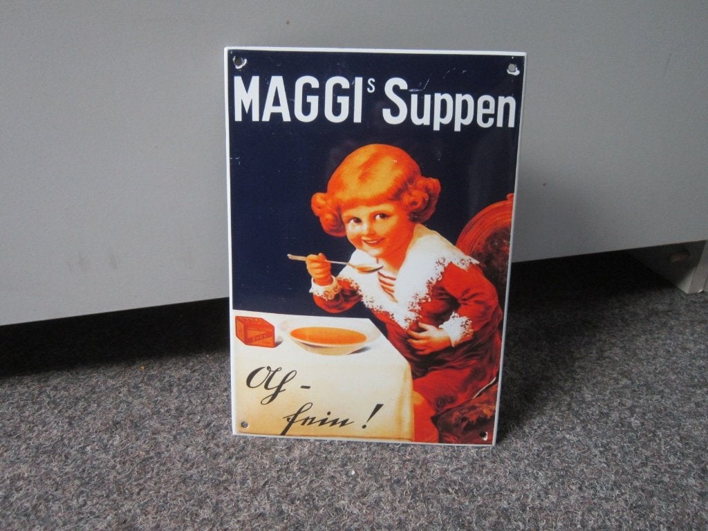 MAGGI EMAILLE RECLAMEBORD, Verzamelen, Ophalen, Gebruikt, Reclamebord