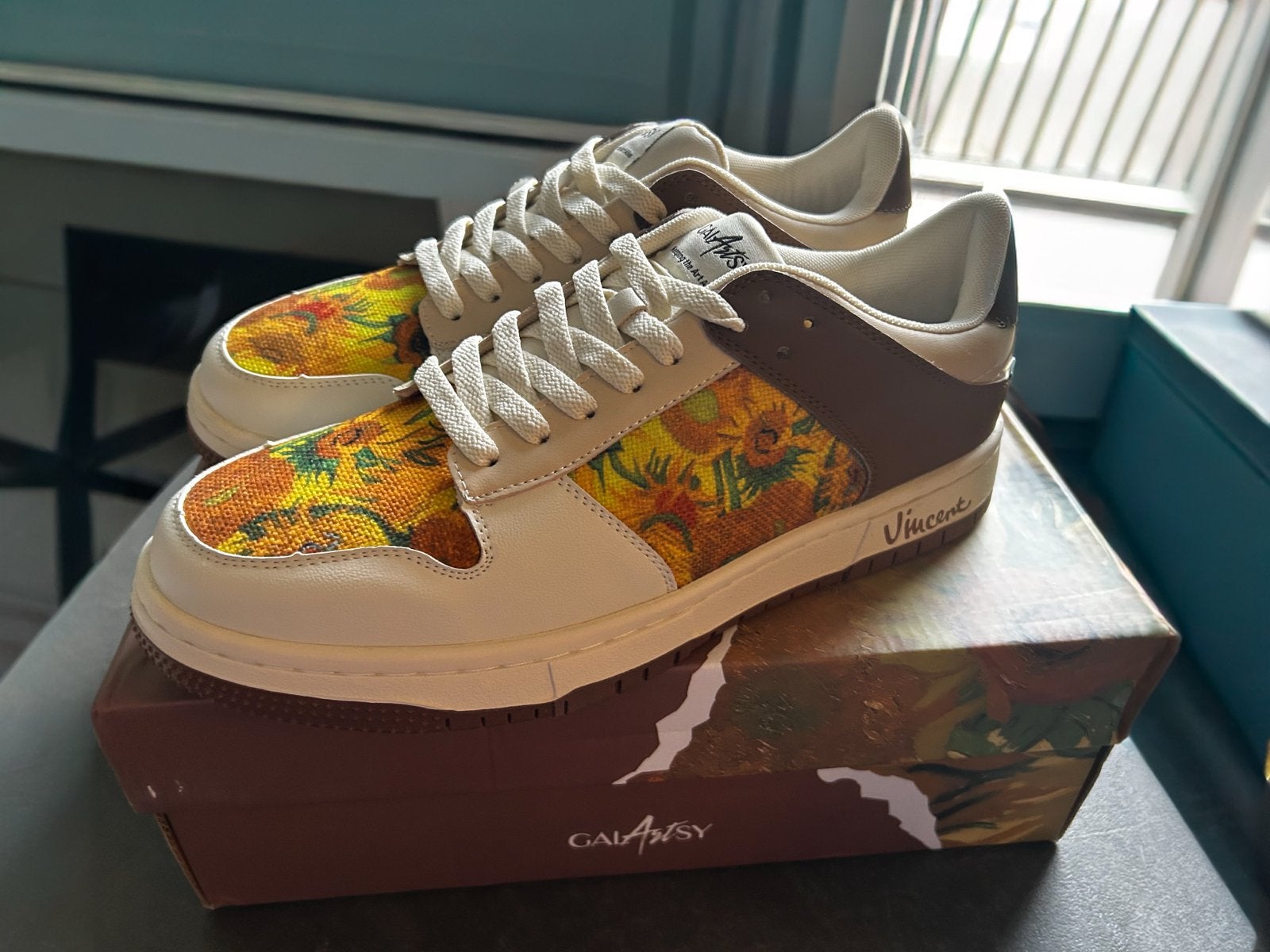 Galartsy Vincent van Gogh Zonnebloemen Sneakers, Ophalen, Bruin, Nieuw, Sneakers of Gympen