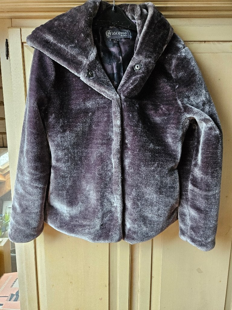 Grijs/paarse jas, Giacomo, maat xl, Verzenden, Maat 46/48 (XL) of groter, Zo goed als nieuw, Grijs
