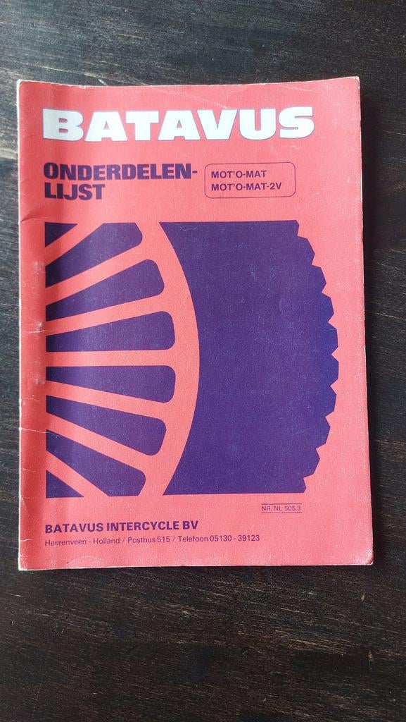 Batavus Onderdelenlijst Mot'o-Mat / Mot'o-Mat-2V 1978, Fietsen en Brommers, Ophalen of Verzenden, Gebruikt