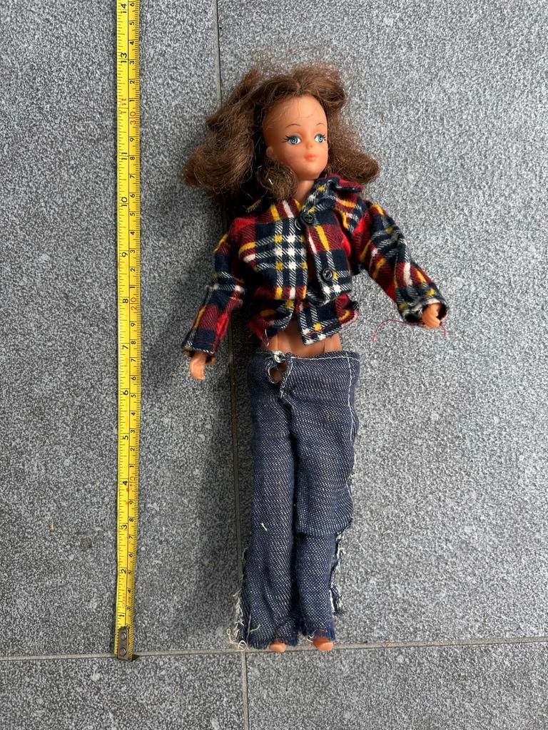 Vintage pop met geruit jasje en spijkerbroek, Ophalen, Gebruikt, Overige typen