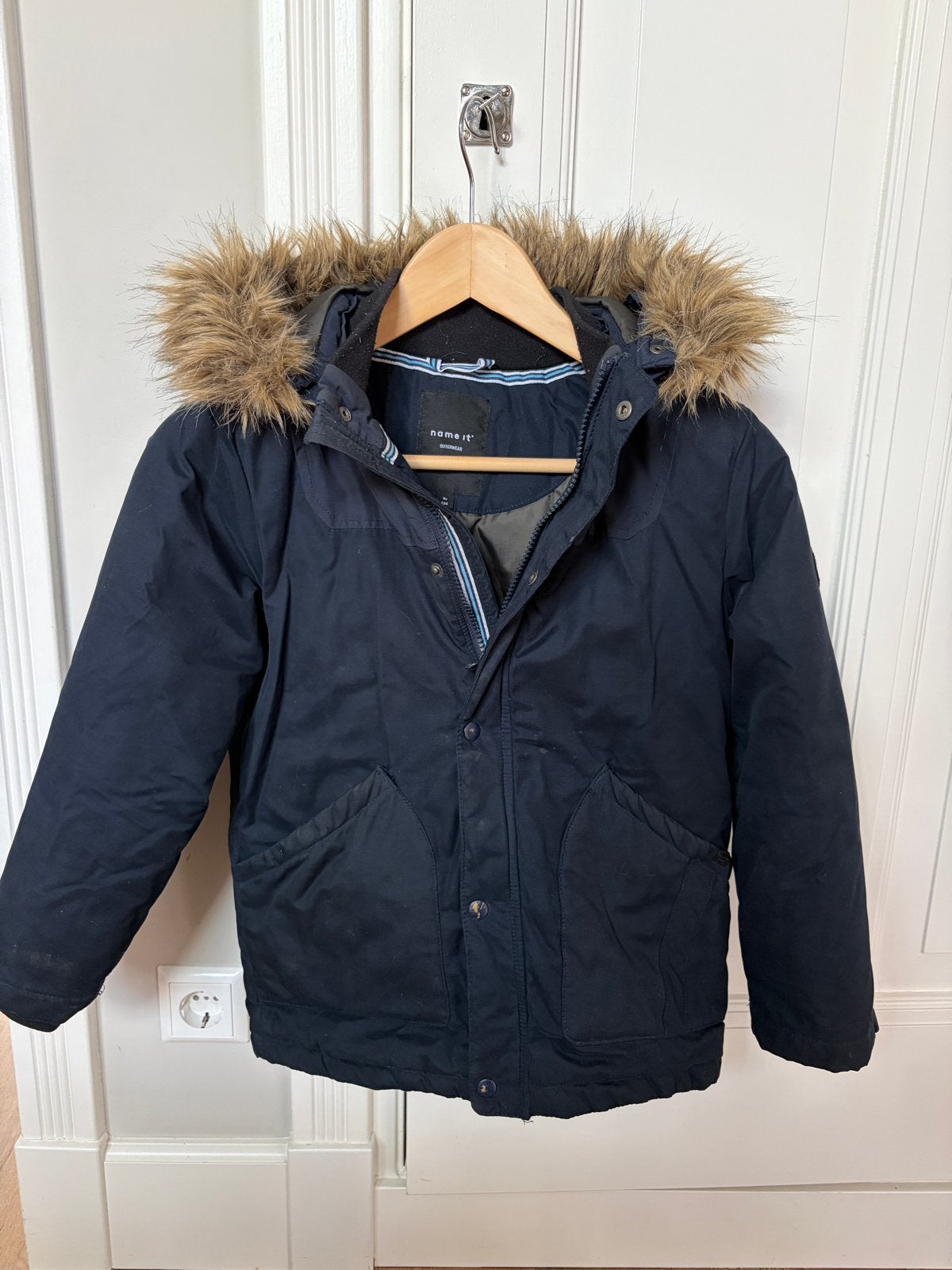 Name It winterjas met bontkraag - Maat 134 - goed, Kinderen en Baby's, Ophalen of Verzenden, Gebruikt, Jongen, Jas