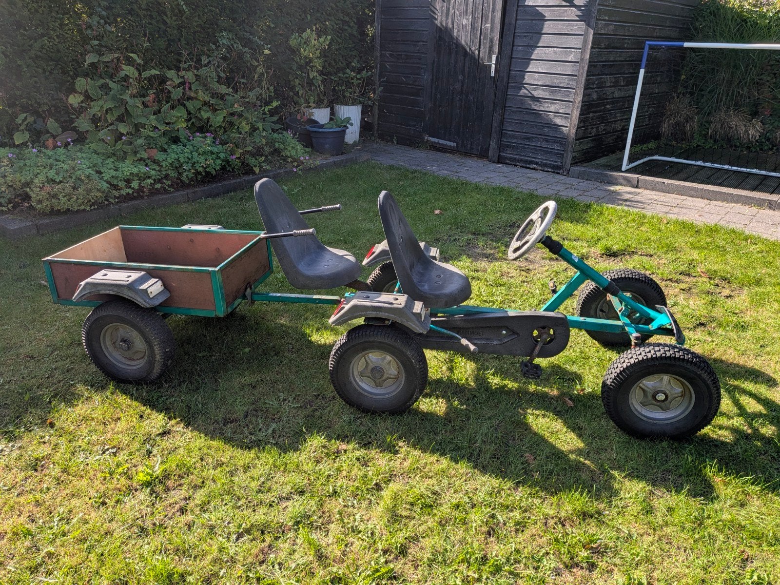Mammoet skelter met duozit en aanhanger, Kinderen en Baby's, Ophalen, Gebruikt, Mammoet, Duozit