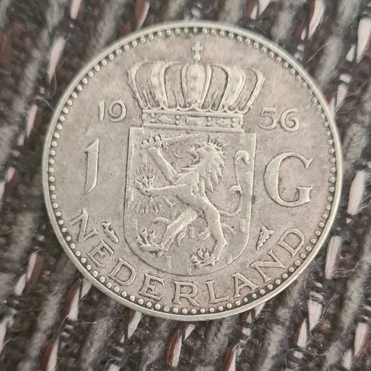 zilveren 1 gulden 1956, Postzegels en Munten, Munten | Nederland, 1 gulden, Koningin Juliana, Zilver, Ophalen of Verzenden