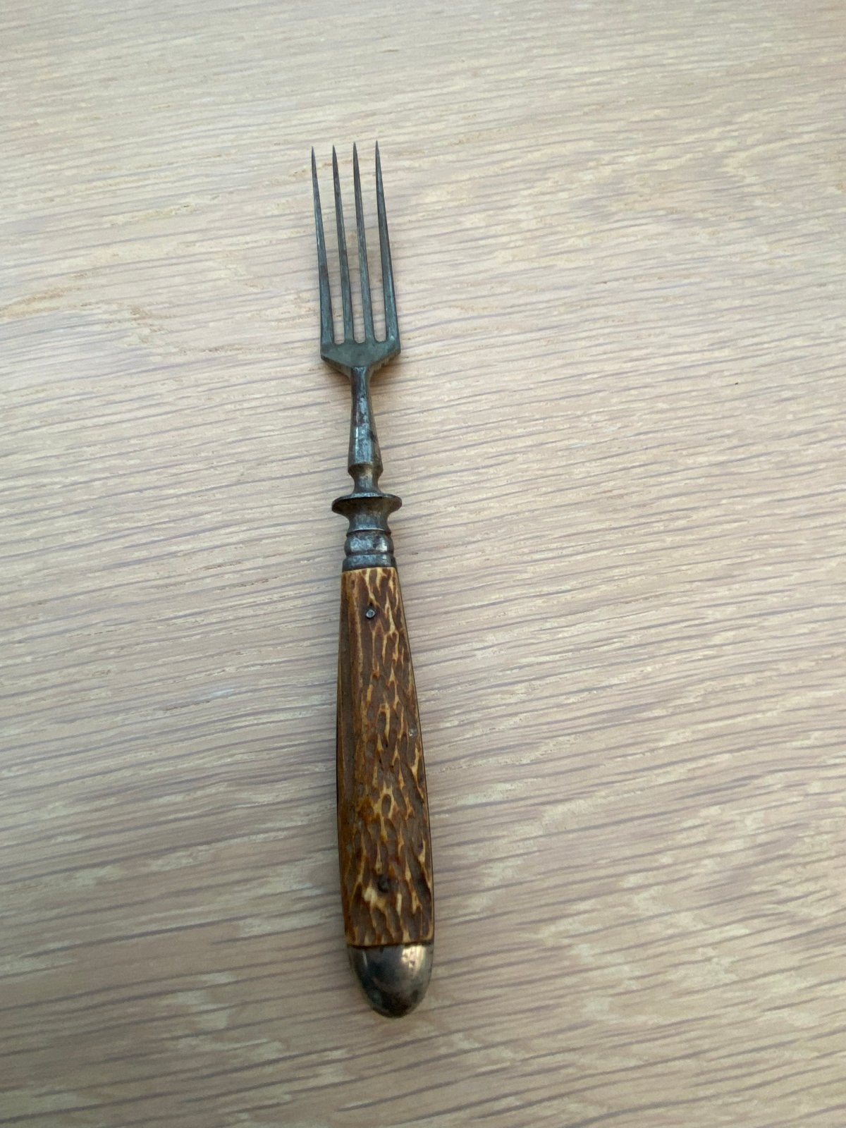 Antieke vork met hertshoorn handvat, Ophalen of Verzenden