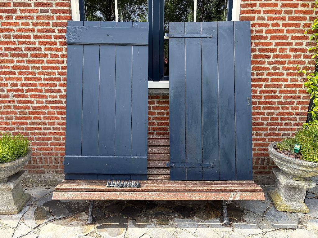 2 mooie sets (voor 2 ramen) massief houten raamluiken., Gebruikt, 80 tot 100 cm, Overige typen, Minder dan 200 cm