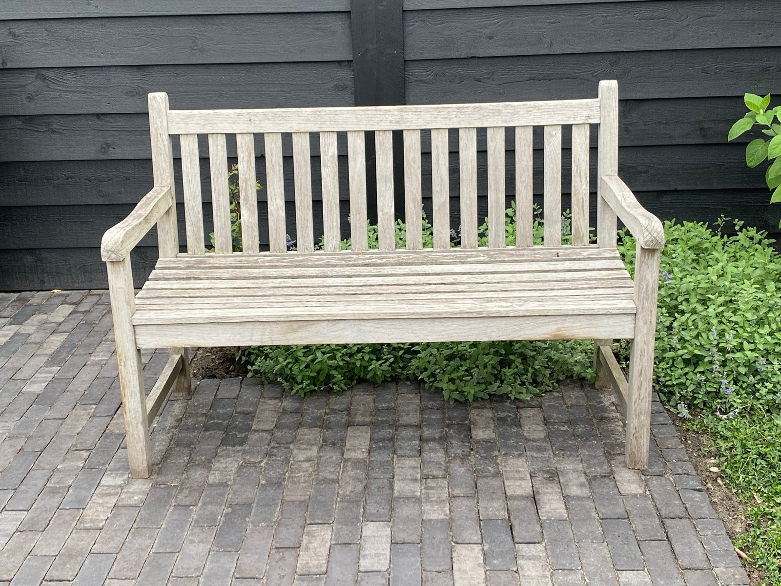 Teakhouten tuinbank - 135cm breed, Ophalen, Gebruikt, Teakhout