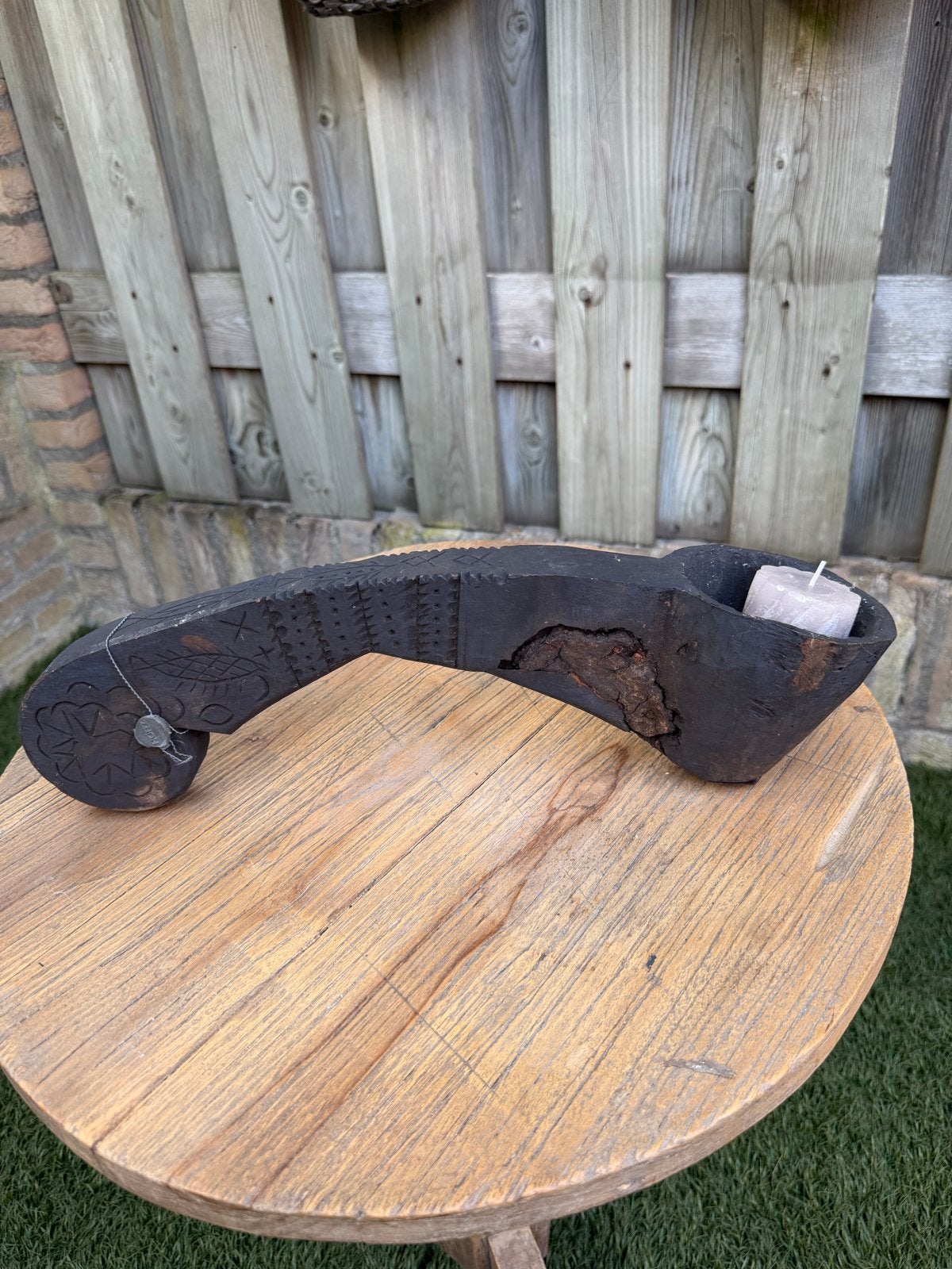 Hoffz Kandelaar van Hout - Uniek en Sfeervol, Antiek en Kunst, Ophalen, Overige materialen